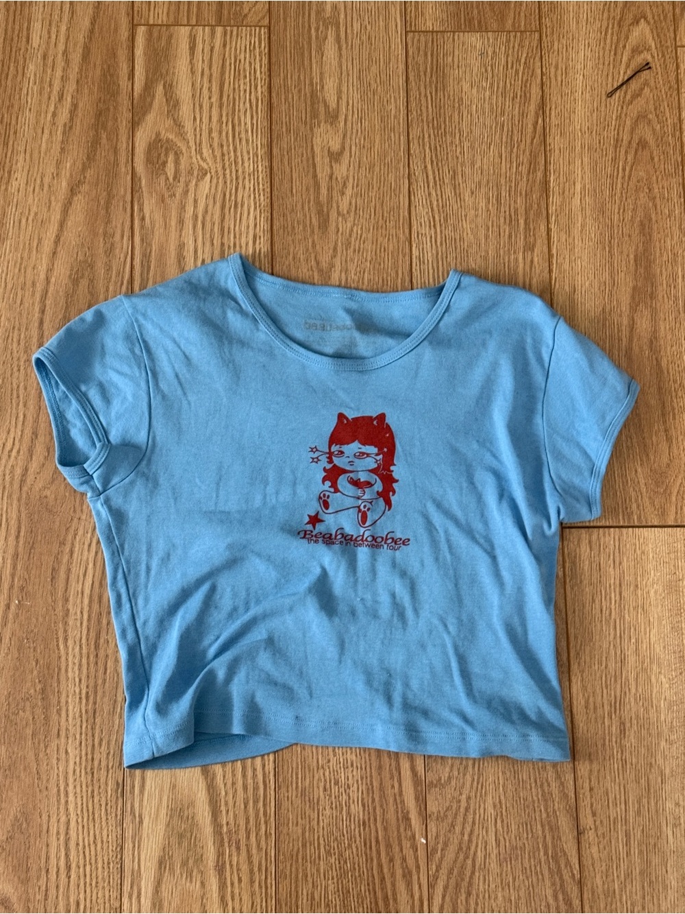 Light Blue Beabadoobee Offical Crop Tee